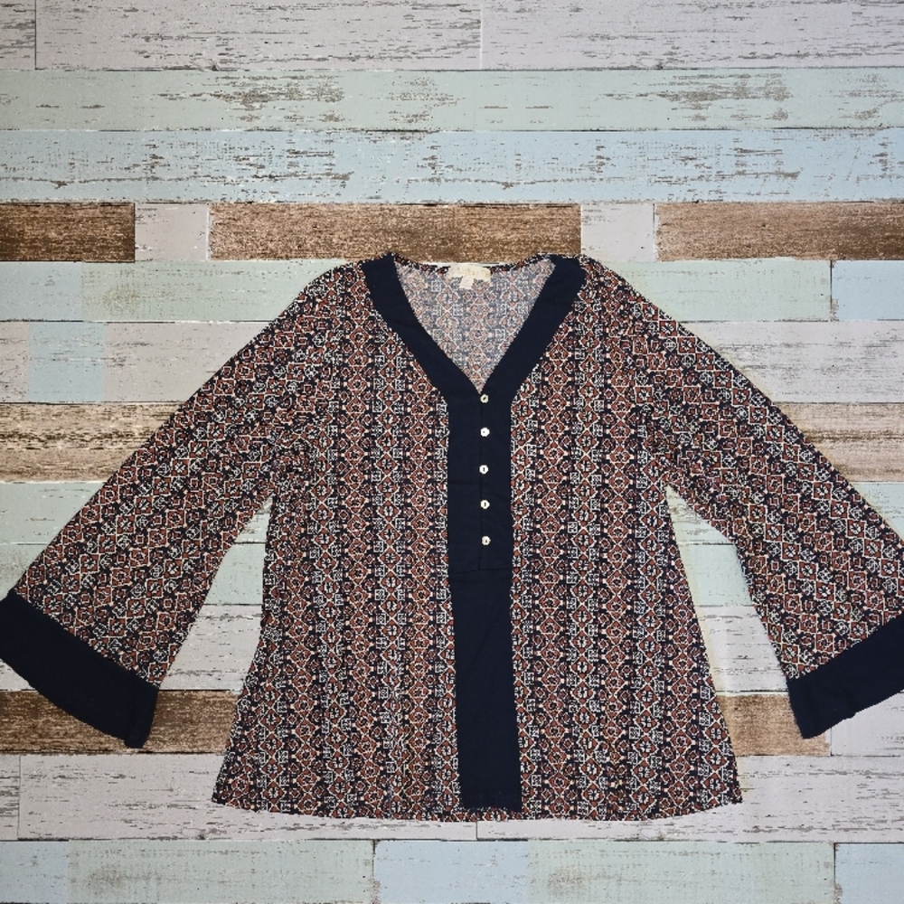 Weekend by Suzanne Betro V-Neck Bishop Sleeve Blouse